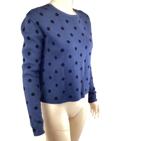 Thakoon Collective Womens Pullover Top Size XS Xsmall Navy Blue Polka Dot Crewne - Picture 7 of 9